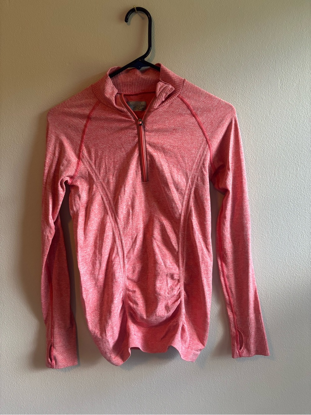 Athleta Heathered Coral Pink Quarter-Zip Pullover